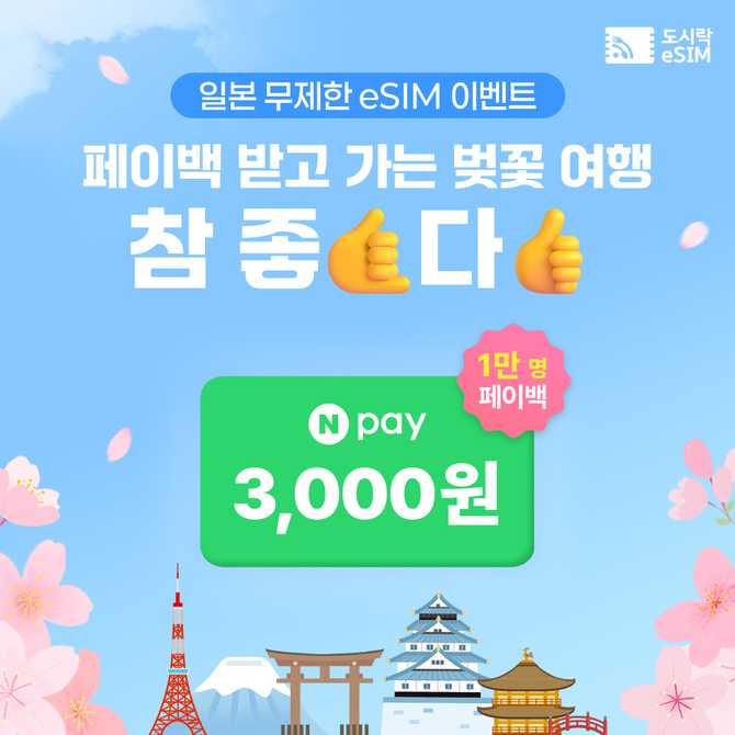 일본에서 사용하는 eSIM, 도쿄와 오사카, 후쿠오카에서도 무제한 데이터 가능해요!