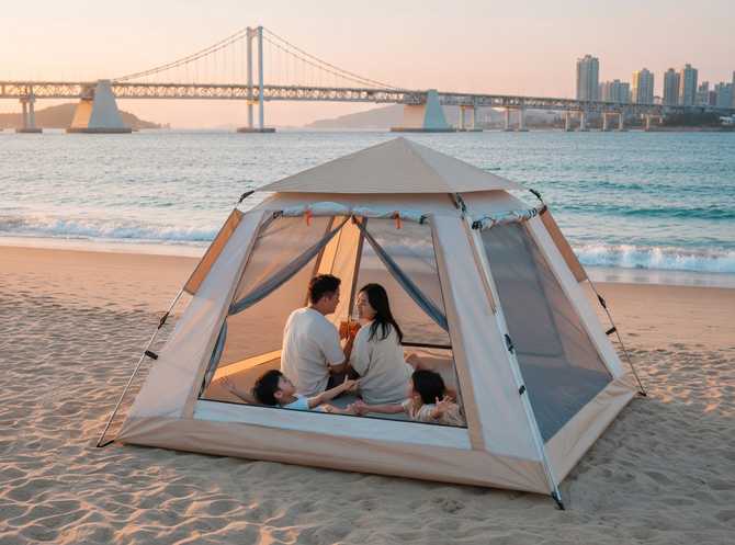 쉽고 빠르게 설치하는 3~4인용 그늘막 텐트, 띵포유 원터치