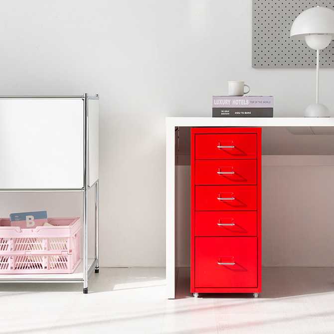 집안 정리의 필수! 깔끔한 피하 서랍장 4.1단 레드 컬러 추천
