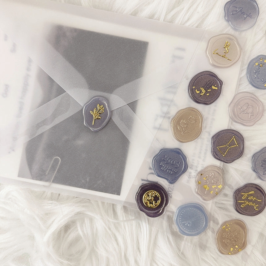 실링왁스 답례품 청첩장 봉투 입체 에폭시 웨딩 스티커 18개입 01 GREEN