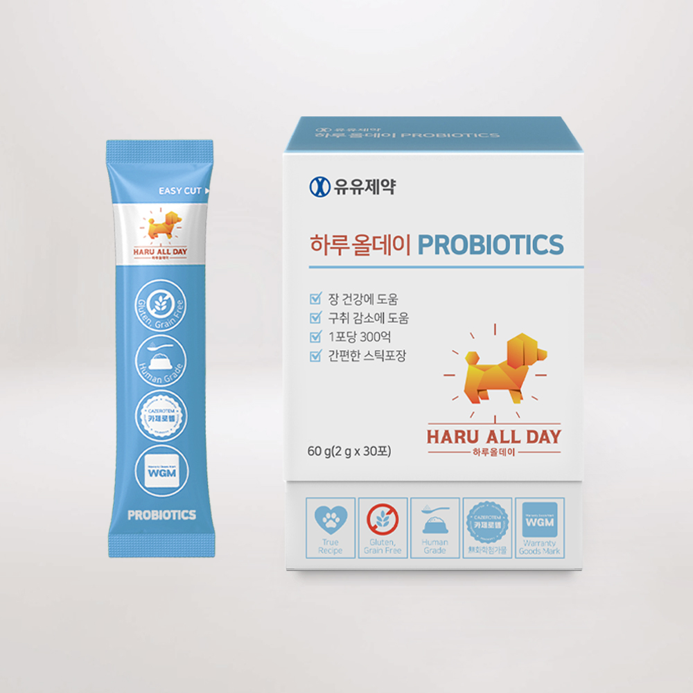 반려견 건강을 챙기는 하루올데이 유산균, 강아지 면역력과 변비 해결에 도움 되는 영양제