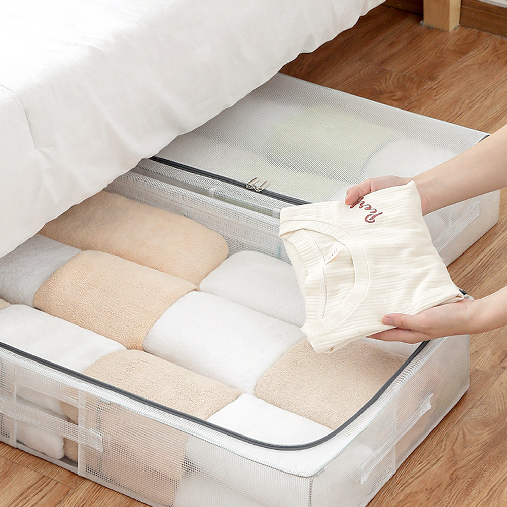 침대 아래 공간 활용! 이불 정리와 수납이 쉬워지는 언더베드 수납함