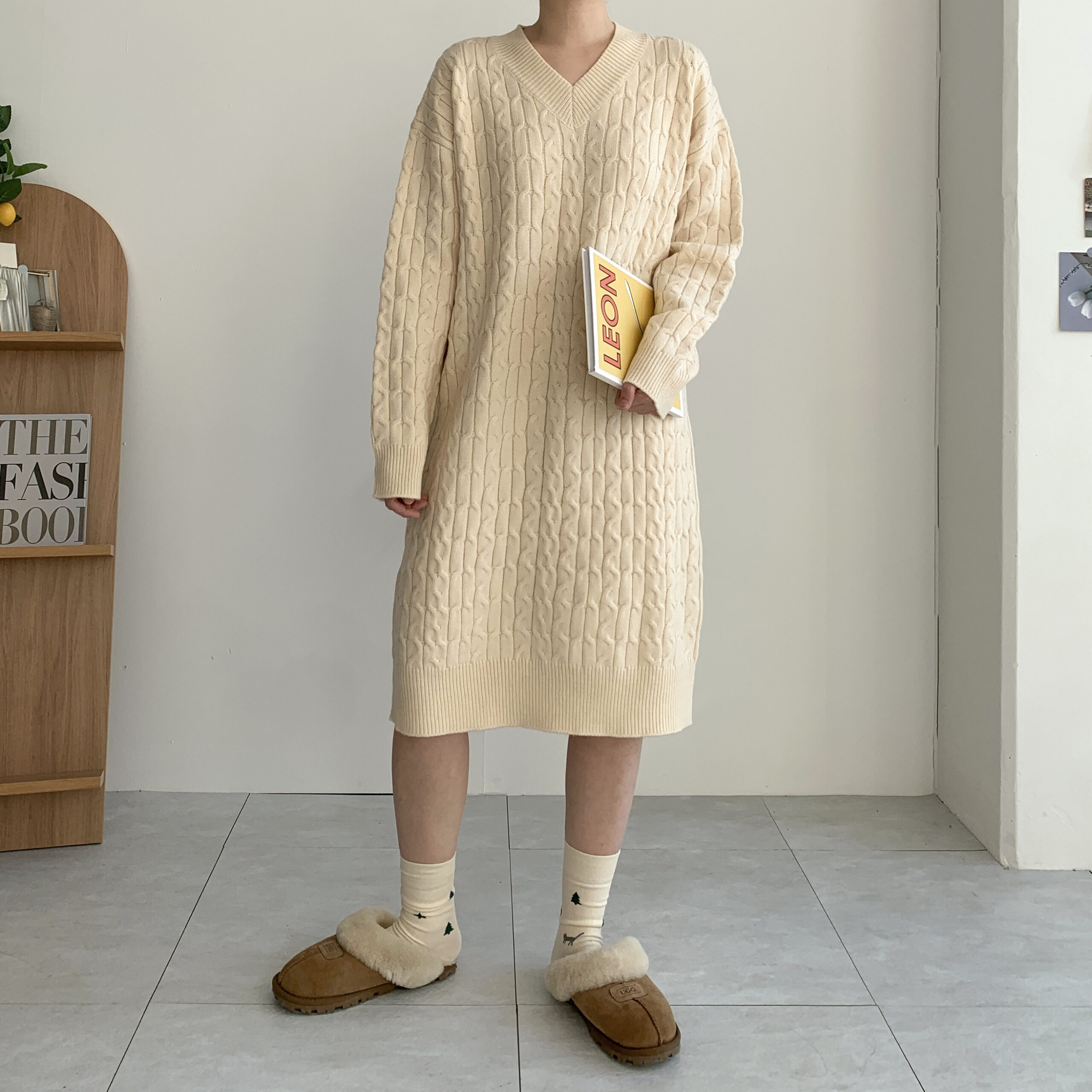 편안하고 스타일리시한 꽈배기 니트 원피스, 이렇게 입어보세요!