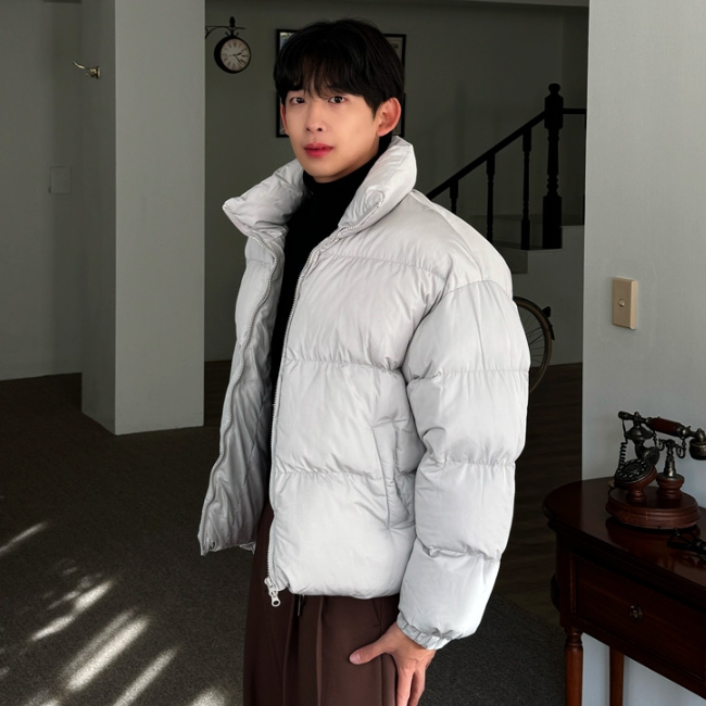 남성용 오버사이즈 웰론 하이넥 크롭 숏 패딩, 따뜻하게 입기 좋은 선택!