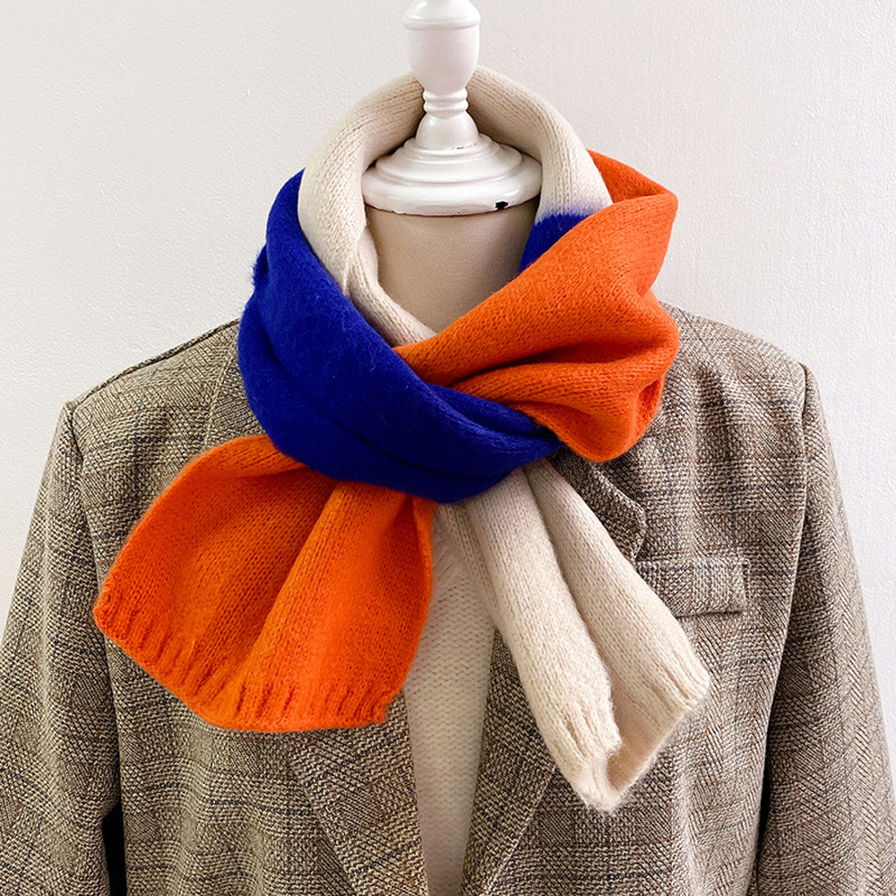 포근하고 귀여운 미니 울 목도리, 캐시미어 배색으로 따뜻하게 연출하세요!