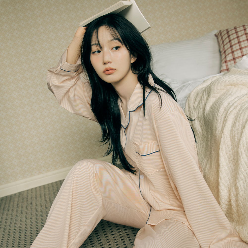 편안한 밤을 위한 긴팔 카라 잠옷 세트, 커플로 함께 입기 좋아요!