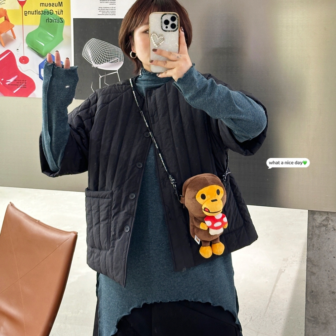 가볍고 따뜻한 반팔 패딩, 여성용 루즈핏 누빔 점퍼 추천!