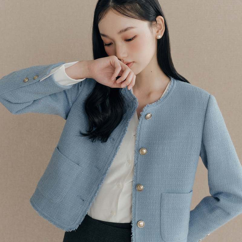 편안하게 입기 좋은 라운드 트위드 자켓, 로엠 올데이 컬렉션