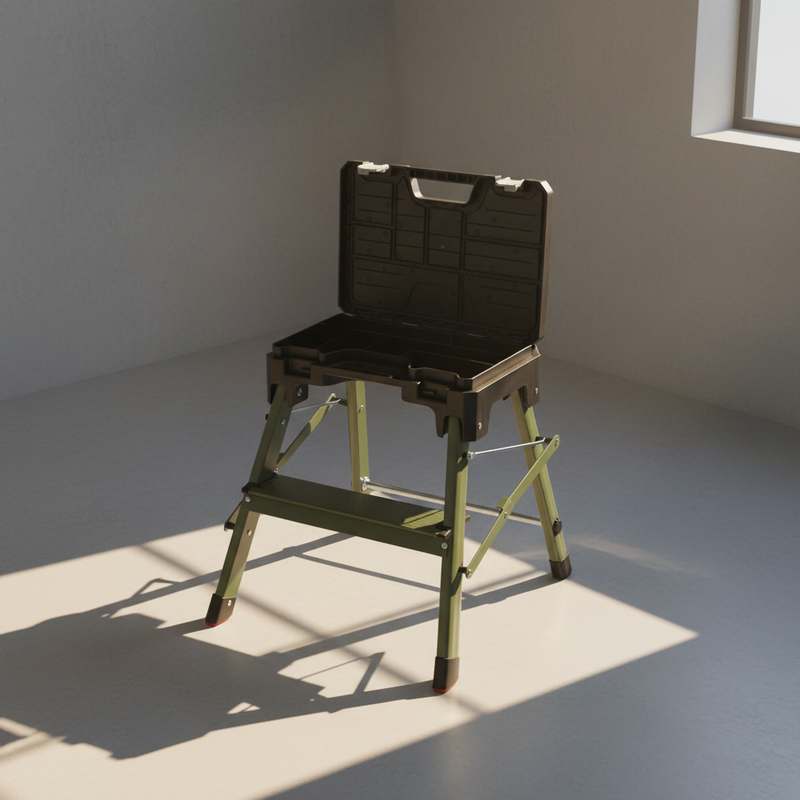 가정에서 간편하게 쓰는 접이식 알루미늄 사다리, 2단 이동 작업대