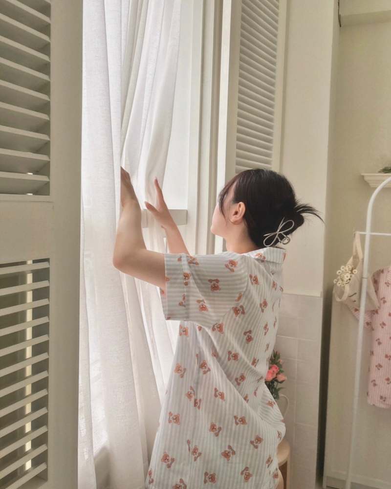 편안한 밤을 위한 곰돌이 반팔 파자마 세트, 커플용 빅사이즈 추천!