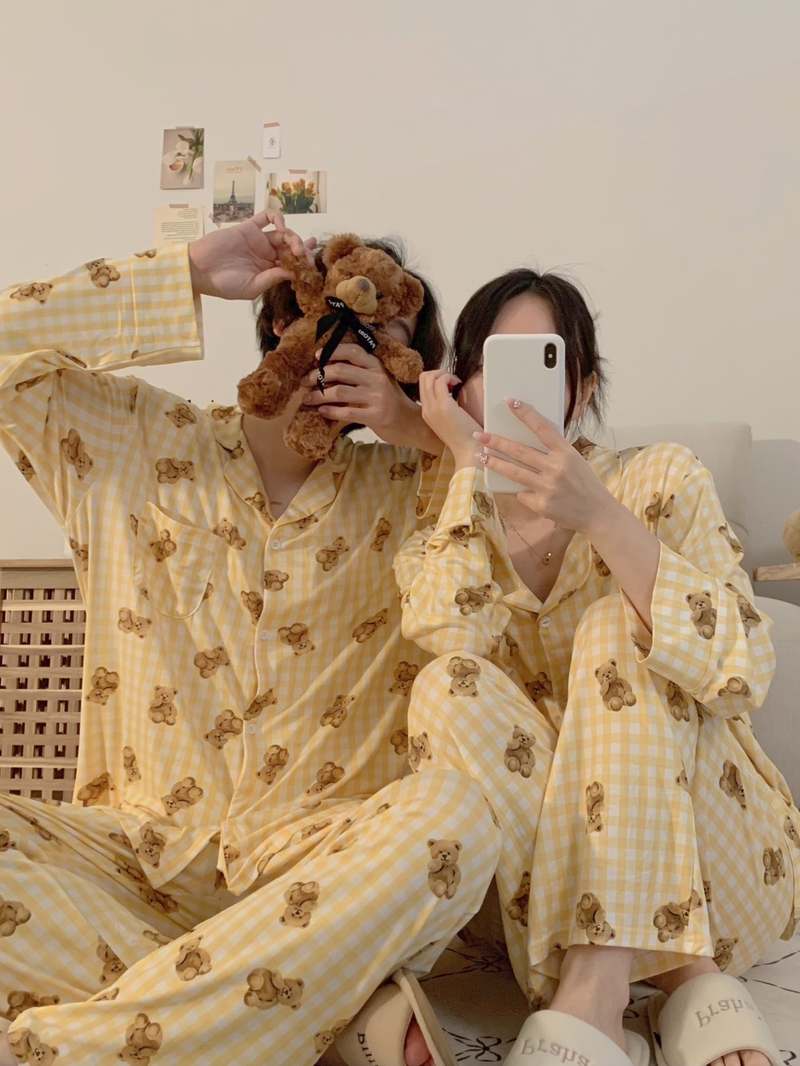 편안한 밤을 위한 귀여운 곰돌이 잠옷세트 추천! 커플용 긴팔 수면 파자마