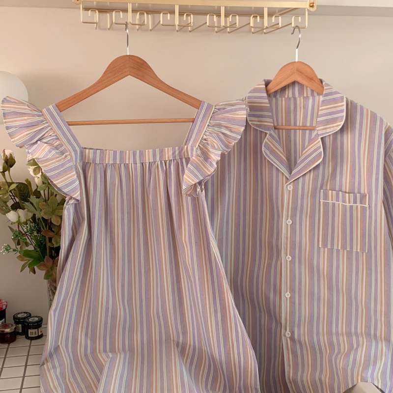 남성용 여름 잠옷, 시원하게 입는 스트라이프 반팔 파자마 추천