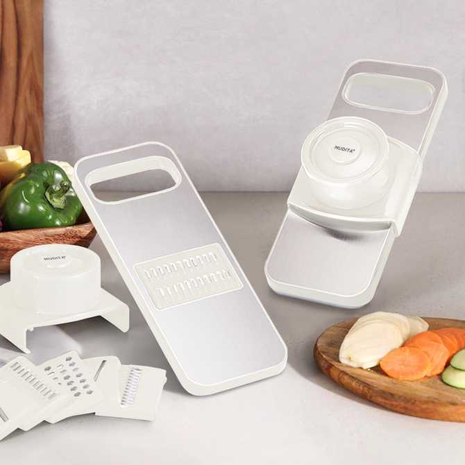 냉장고에 딱 붙는 스테인리스 채칼 세트, 간편하게 야채 썰기!