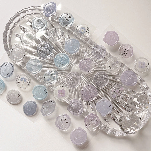 실링왁스 답례품 청첩장 봉투 입체 에폭시 웨딩 스티커 18개입 01 GREEN