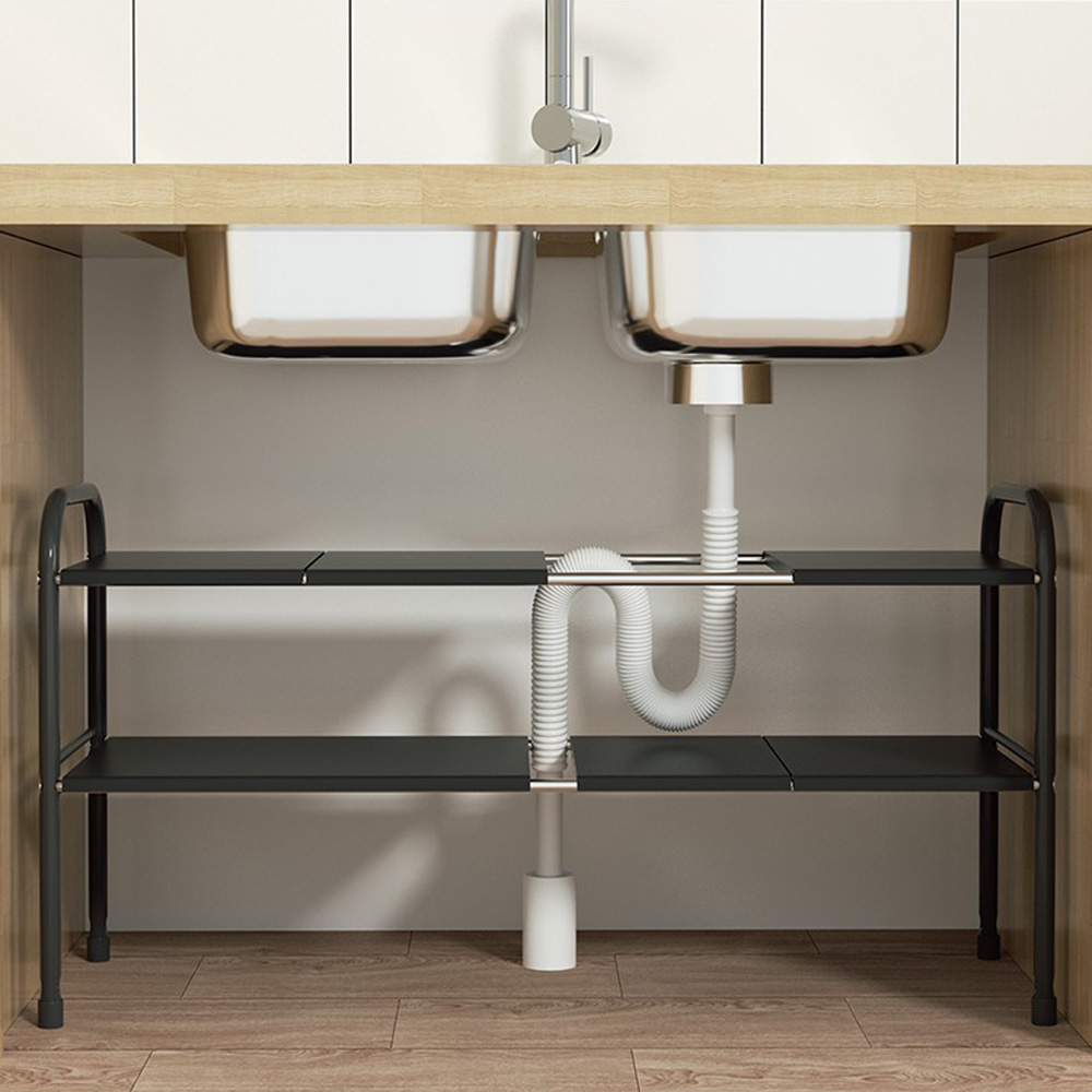 주방 정리의 핵심! 높이 조절이 가능한 싱크대 하부 선반으로 깔끔하게 정리하세요