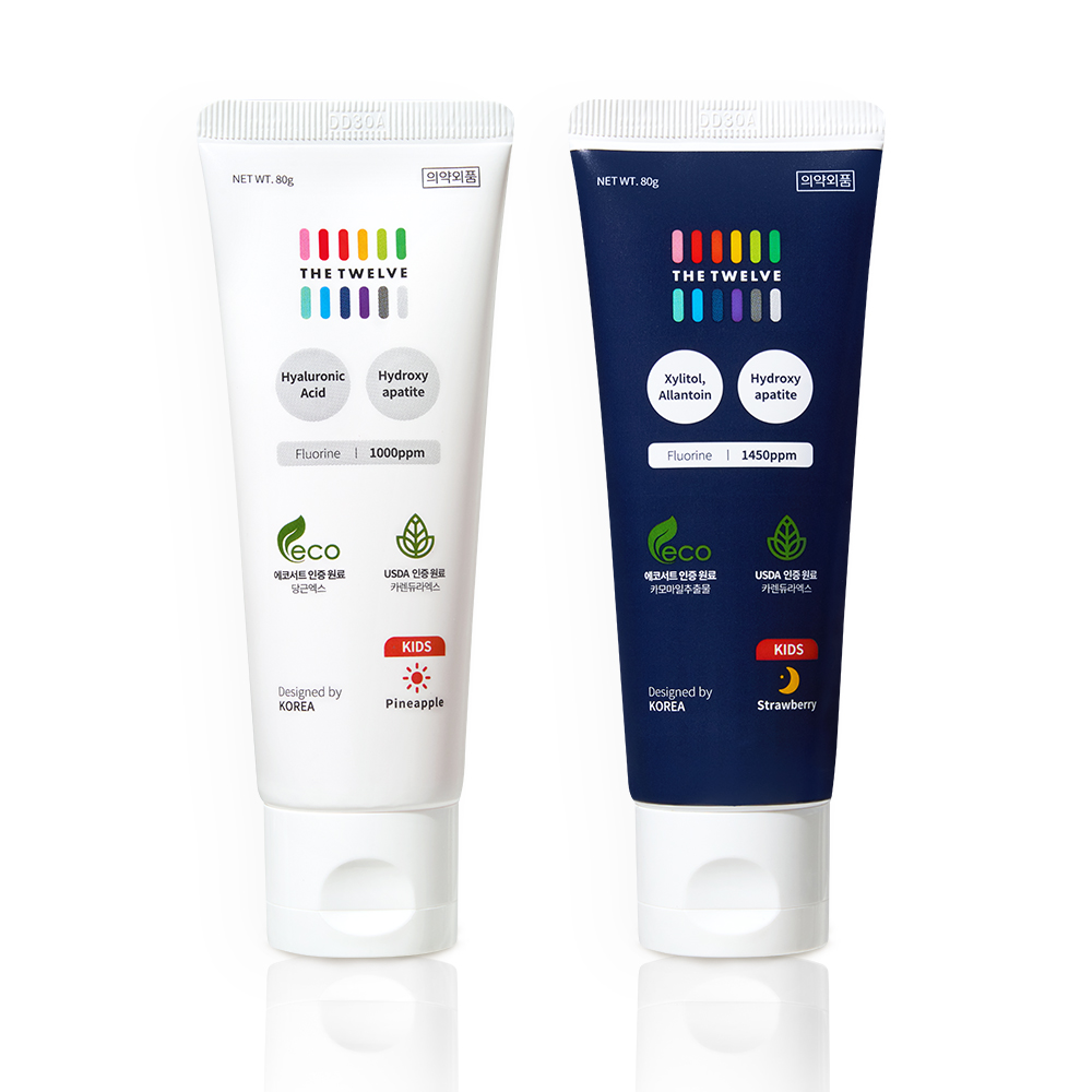 아이들의 치아 건강을 위한 친근한 선택, 3단계 키즈 칫솔과 낮밤 치약 세트