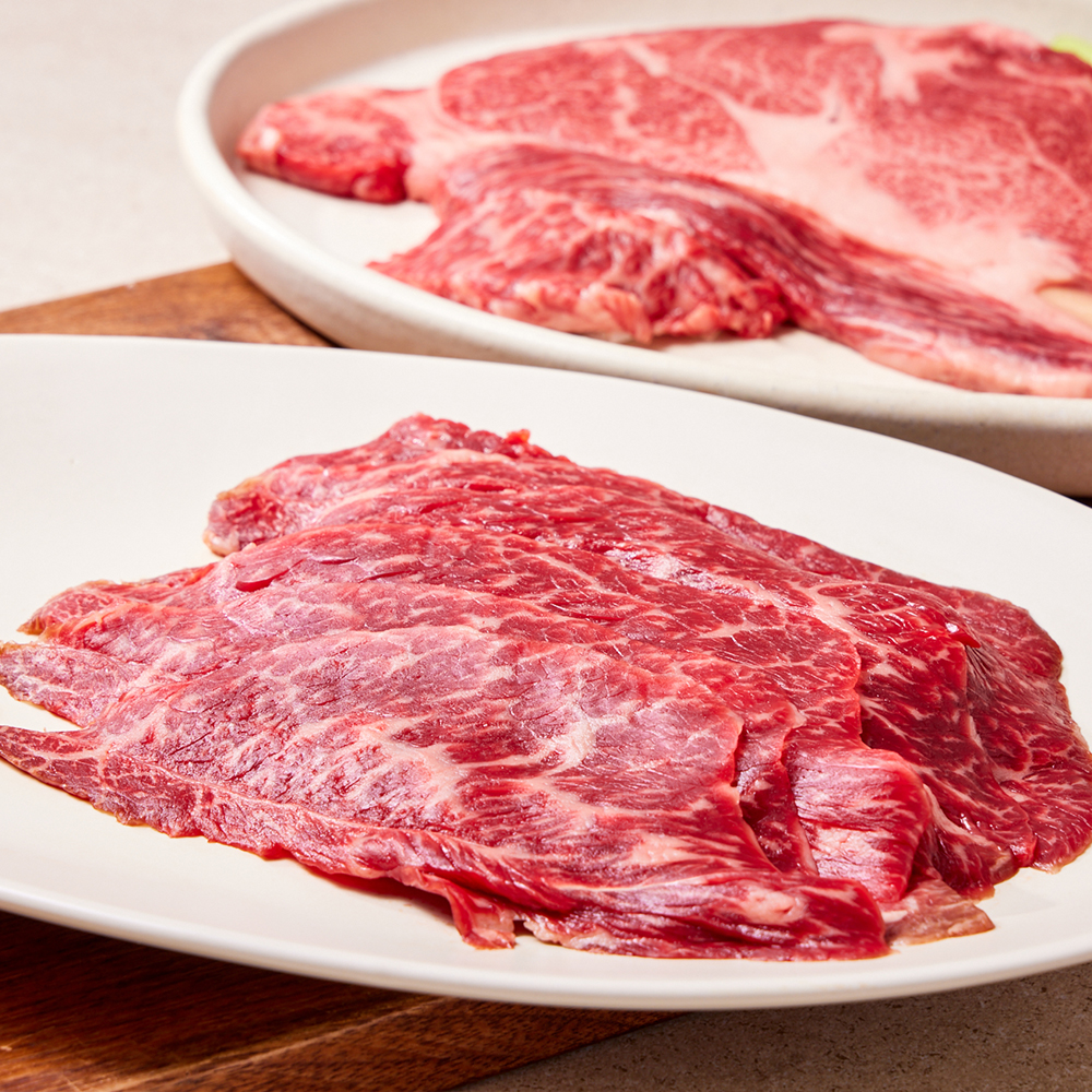 집에서 즐기는 최고의 한우 눈꽃로스구이, 모듬으로 맛보세요!