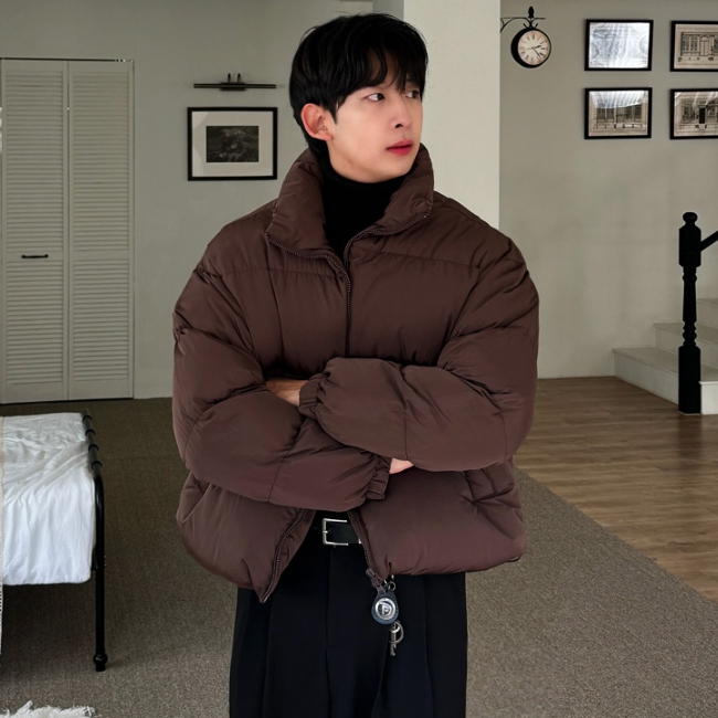 남성용 오버사이즈 웰론 하이넥 크롭 숏 패딩, 따뜻하게 입기 좋은 선택!