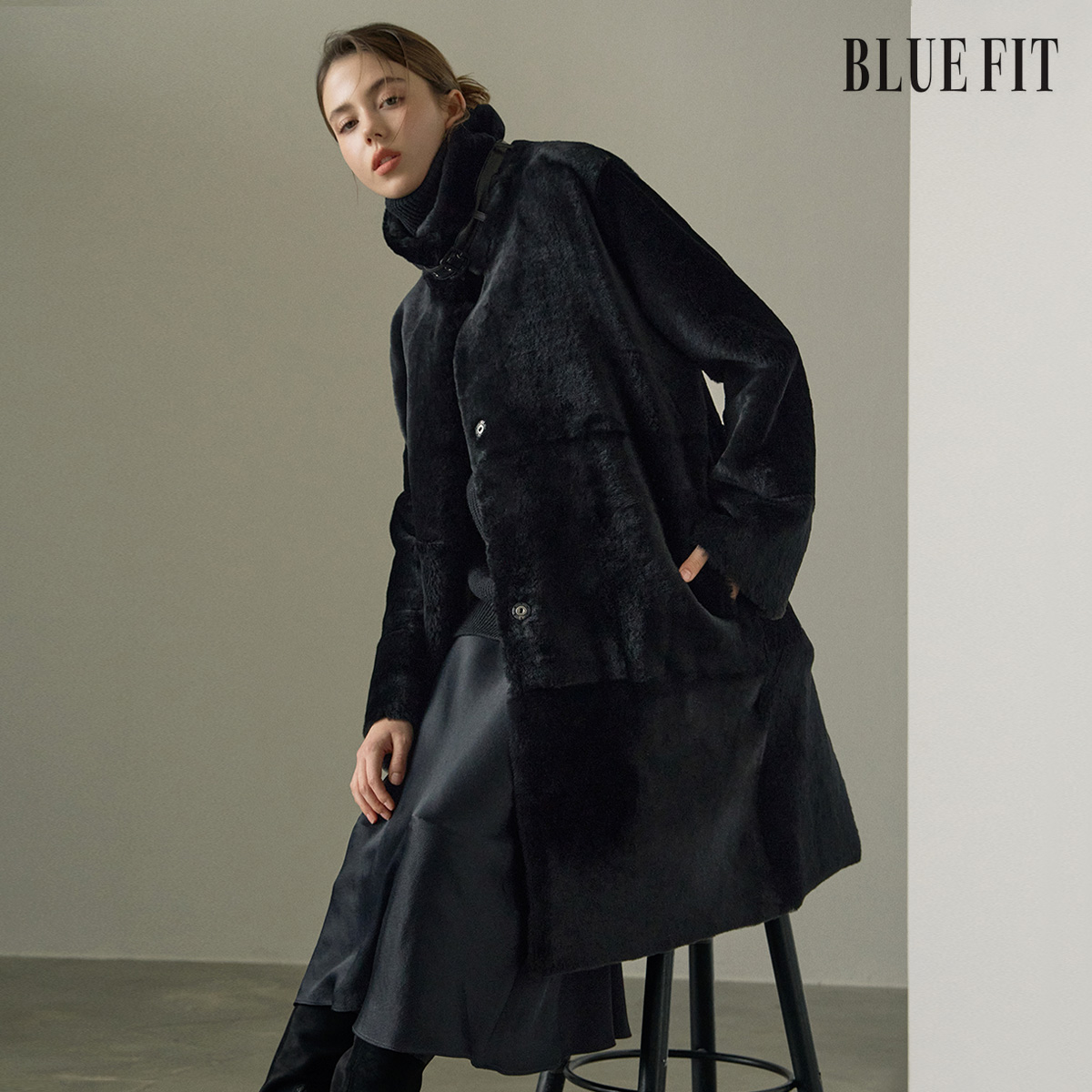 편하게 입고 멋내기 좋은 스페인산 리버시블 넥벨트 무스탕 코트 추천!