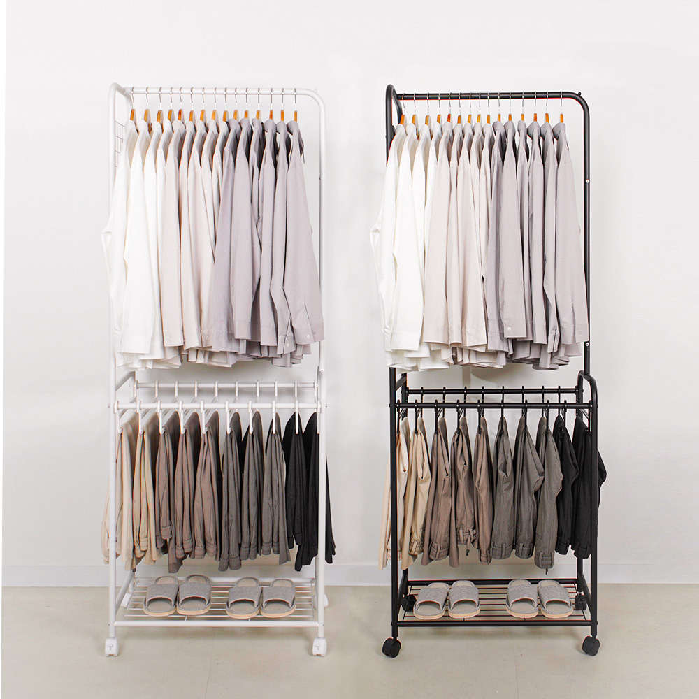 이동이 간편한 2단 드레스룸 행거, 집안 정리의 필수템!