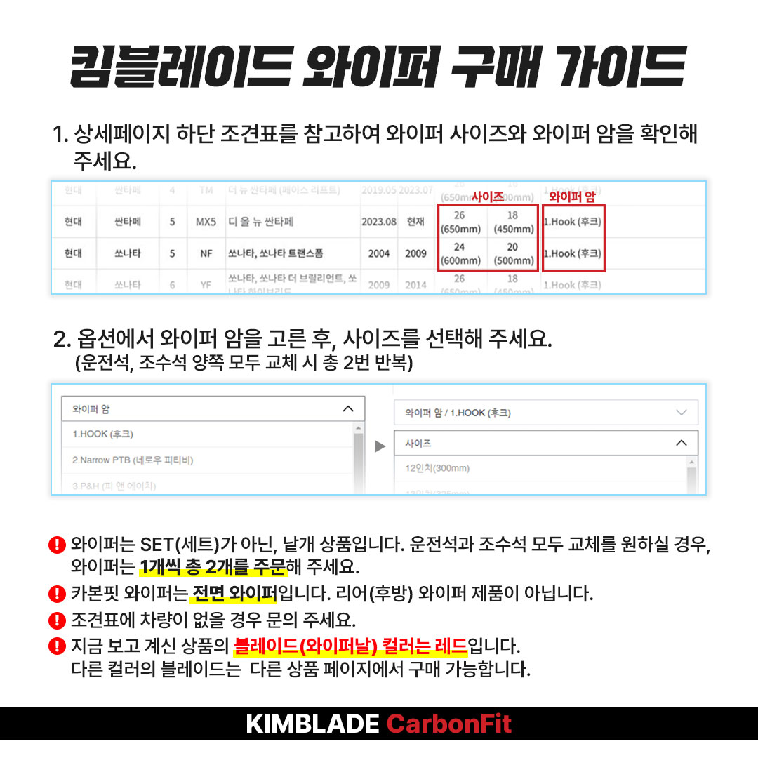 자동차 와이퍼, 이렇게 바꾸면 더 깔끔하게! 킴블레이드 카본핏 레드 사각날 소개