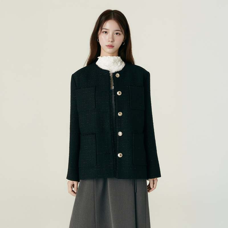 편하게 입기 좋은 미디 트위드 자켓, 로엠 제품으로 스타일 완성!