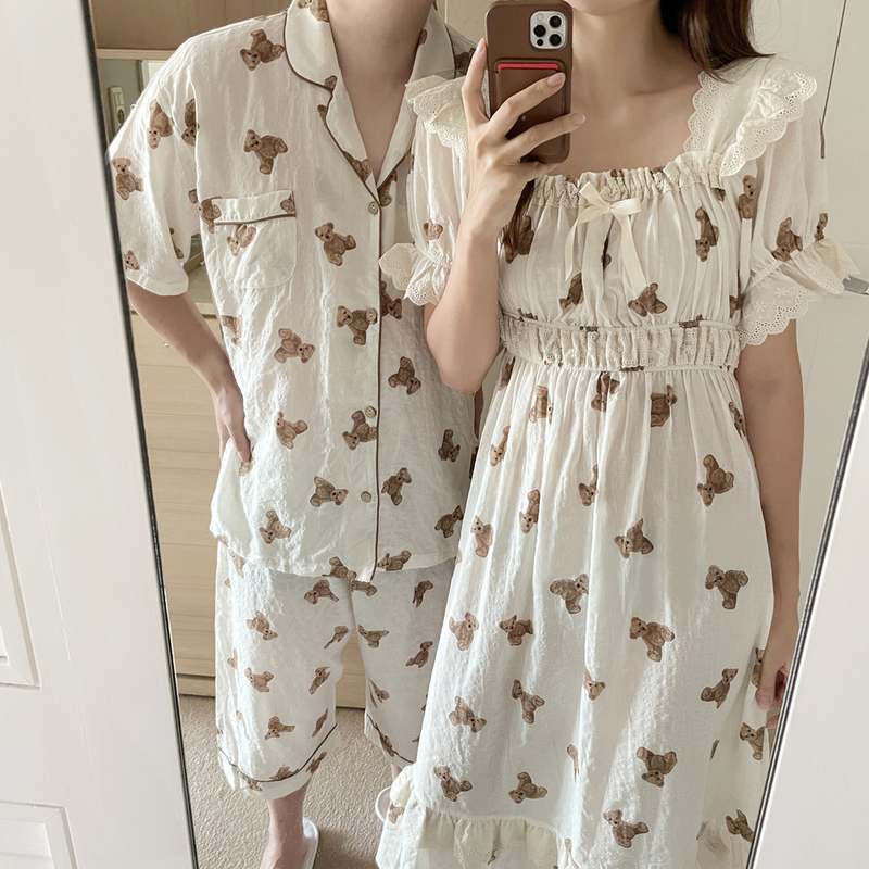 귀엽고 편안한 곰돌이 여름 잠옷, 집에서 즐기기 딱 좋아요!