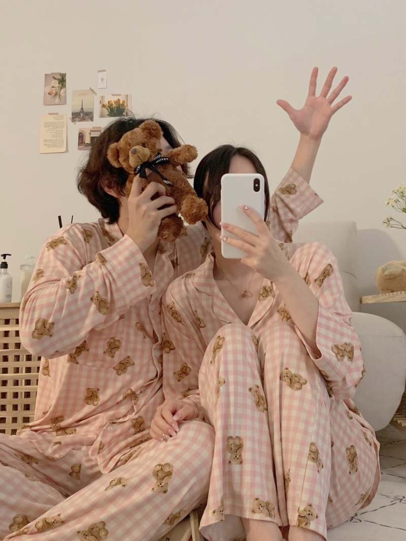 편안한 밤을 위한 귀여운 곰돌이 잠옷세트 추천! 커플용 긴팔 수면 파자마