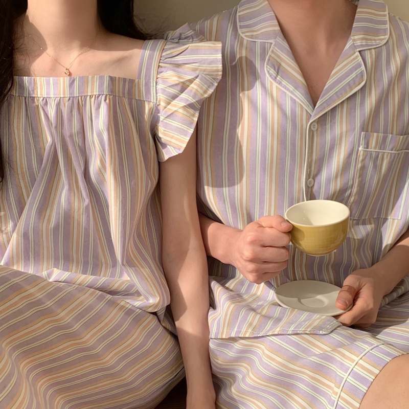 남성용 여름 잠옷, 시원하게 입는 스트라이프 반팔 파자마 추천