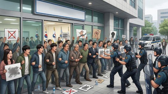개표소 봉쇄 시위 법적 쟁점은 무엇이며, 경찰 수사 방향은 어떻게 진행되고 있나? 관련 뉴스 이미지