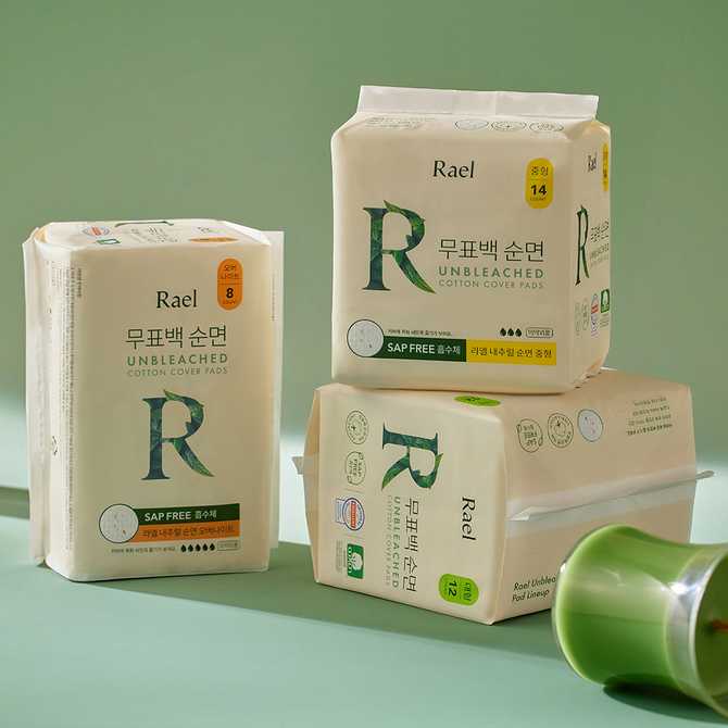 무표백 순면커버 생리대, 중형 사이즈로 편안하게 사용하세요